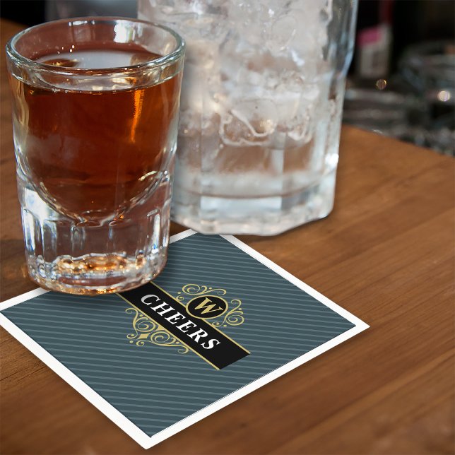 Guardanapo De Papel Padrão de Pinstripe da Cinza Negra Elegante (Criador carregado)