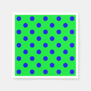 Guardanapo De Papel Padrão de Pontos Polka Azuis Sobre Verde