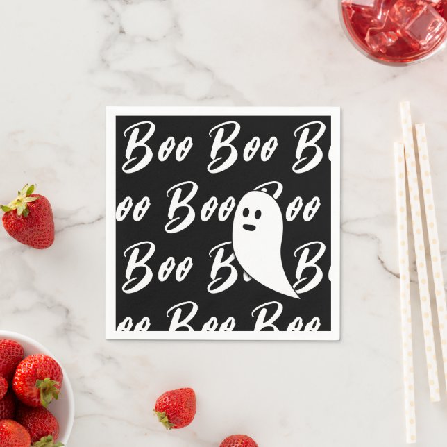 Guardanapo De Papel Padrão de preto e branco do Fantasma Halloween (Insitu)