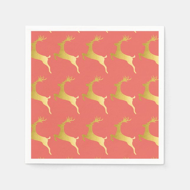 Guardanapo De Papel Padrão de Reinador Vermelho Dourado Elegante Moder (Frente)