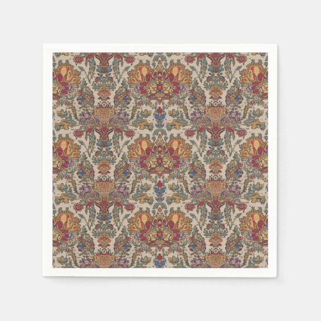 Guardanapo De Papel Padrão de Reprodução Boho Índia Século 17  (Frente)