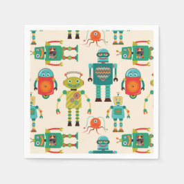 Guardanapo De Papel Padrão de retrorobôs coloridos