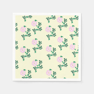 Guardanapo De Papel Padrão de Rosa de Flor Selvagem Cor-de-Rosa Retro