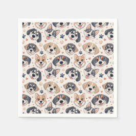 Guardanapo De Papel Padrão de Rosto de Cachorrinho Fofo Design para Cr