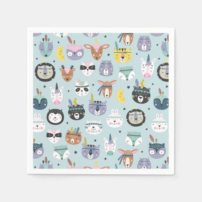 Guardanapo De Papel Padrão de Rosto Tribal Bonito (Frente)