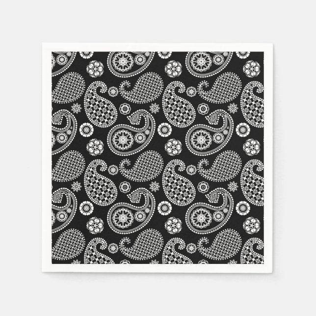 Guardanapo De Papel Padrão de salsa, preto e branco (Frente)