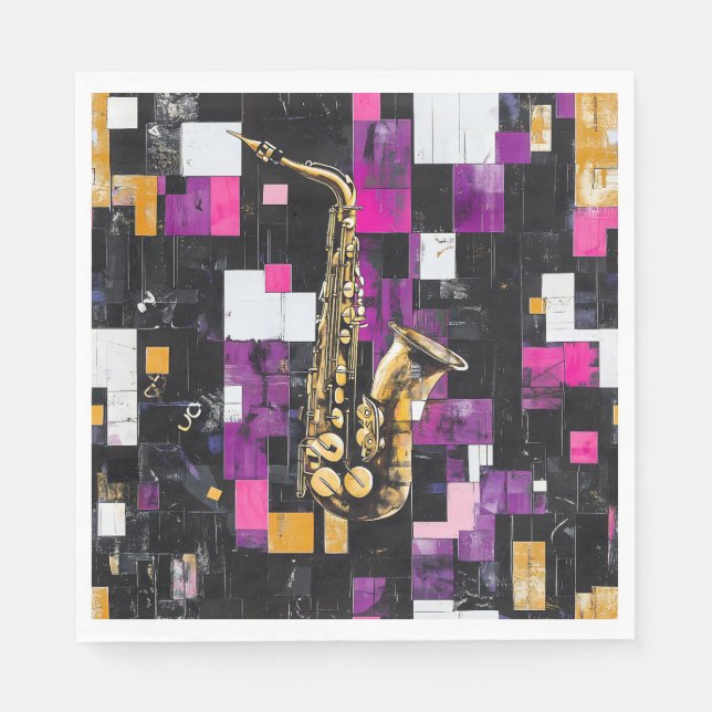 Guardanapo De Papel Padrão de saxofone moderno (Frente)