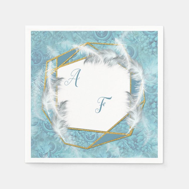 Guardanapo De Papel Padrão de Seda Azul Misto com Sparkles Brancos (Frente)