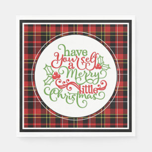 Guardanapo De Papel Padrão de Tartan Branco Amarelo-Amarelo-Vermelho 