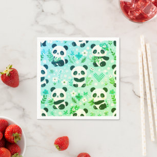 Guardanapo De Papel Padrão de Urso Panda Impressão Verde