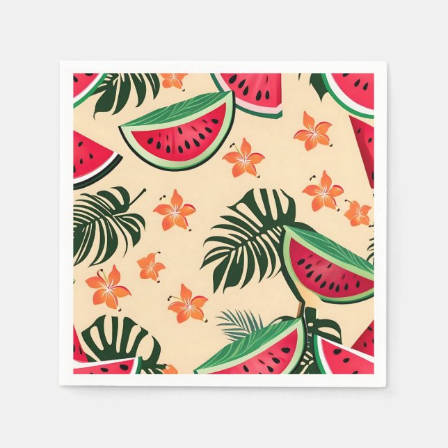 Guardanapo De Papel Padrão de Verão de Melancia Tropical (Frente)