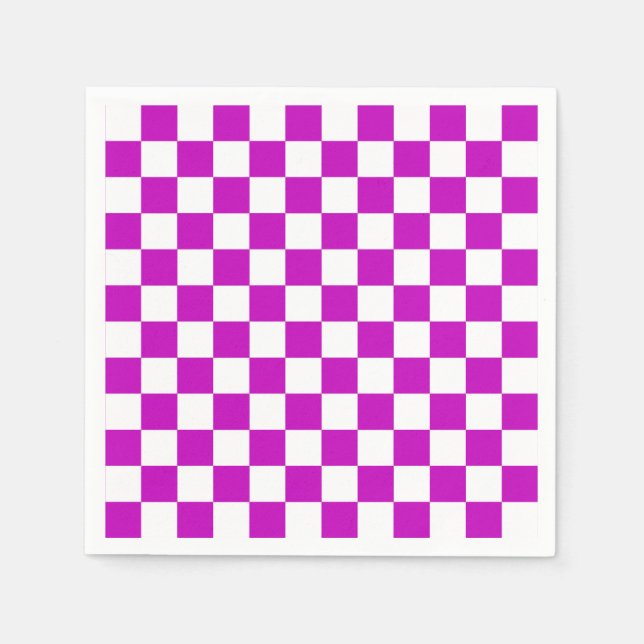 Guardanapo De Papel Padrão de Verificação Branco Roxo (Frente)