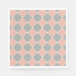 Guardanapo De Papel Padrão de Verificação de Diamante Rosa e Cinza