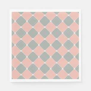 Guardanapo De Papel Padrão de Verificação de Diamante Rosa e Cinza