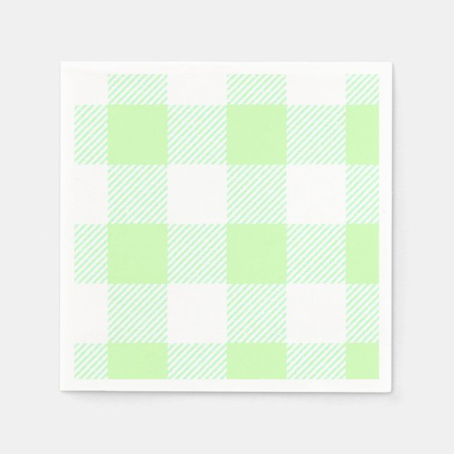 Guardanapo De Papel Padrão de Verificação de Gingham Verde Claro (Frente)