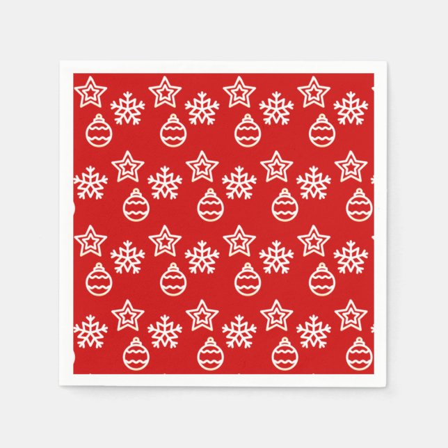 Guardanapo De Papel Padrão de Vetor de Natal em Vermelho (Frente)
