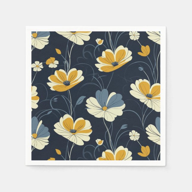 Guardanapo De Papel Padrão de vindima, design floral elegante (Frente)
