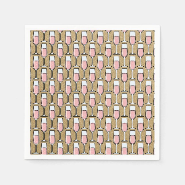 Guardanapo De Papel Padrão de Vinho Rosé Dourado (Frente)