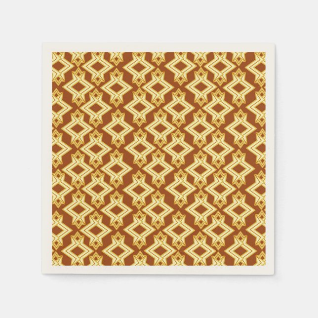 Guardanapo De Papel Padrão de Wallpaper Art Deco, Ouro Brown (Frente)