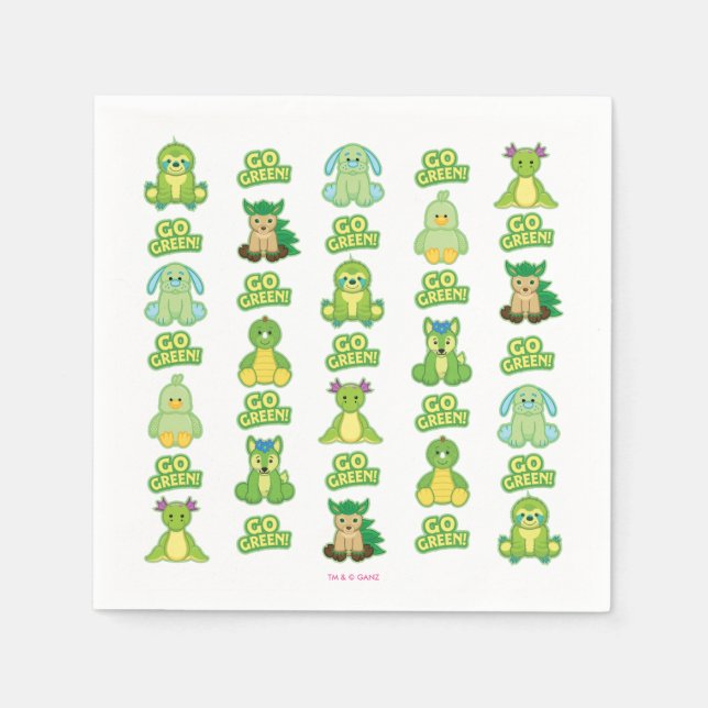 Guardanapo De Papel Padrão de Webkinz Go Green (Frente)