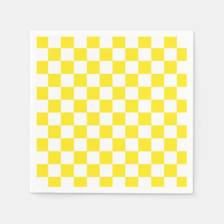 Guardanapo De Papel Padrão de Xadrez Amarelo e Branco