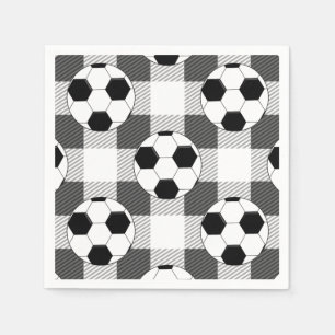Guardanapo De Papel Padrão de Xadrez da bola de futebol em branco pret