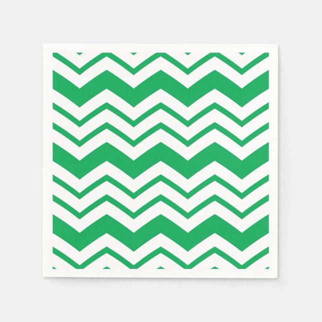 Guardanapo De Papel Padrão de ziguezague em chevron verde e branco  (Frente)