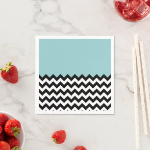 Guardanapo De Papel Padrão de ziguezague preto e branco, Chevron, azul