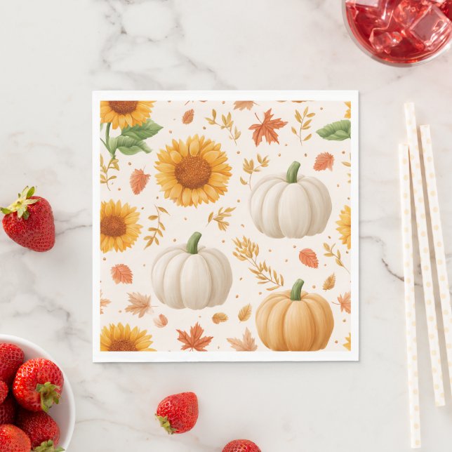 Guardanapo De Papel Padrão do Autumn Pumpkins & Sunflower (Insitu)