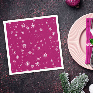 Guardanapo De Papel Padrão do Floco de Neve no Feriado de Natal Roxo