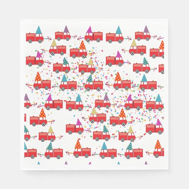 Guardanapo De Papel Padrão do Partido dos Caminhões de Fogo Vermelho (Frente)