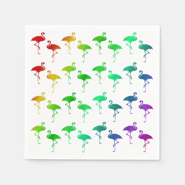 Guardanapo De Papel Padrão do Rainbow Pride LGBTQ Flamingos (Frente)