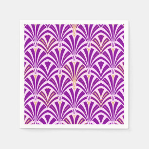 Guardanapo De Papel Padrão do ventilador Art Deco - roxo e orquídea
