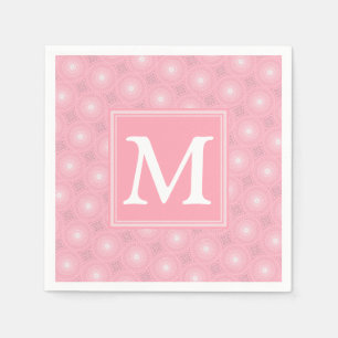 Guardanapo De Papel Padrão dos círculos cor-de-rosa monograma