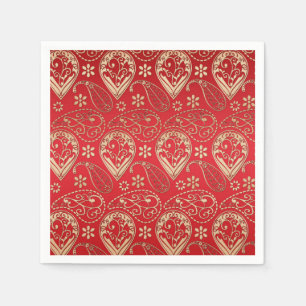 Guardanapo De Papel Padrão Dourado Vermelho Paisley Bandana