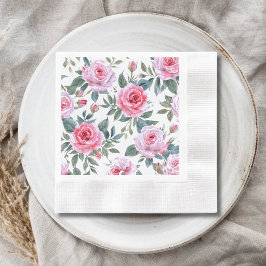 Guardanapo De Papel Padrão Elegante de Aquarela de Rosa Rosa