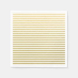 Guardanapo De Papel Padrão Faux Gold Foil White Stripes