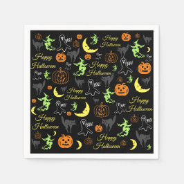 Guardanapo De Papel Padrão Feliz Halloween Preto