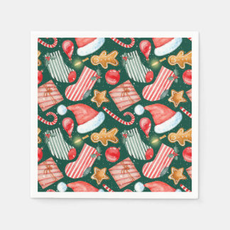 Guardanapo De Papel Padrão festivo de chapéu de Papai Noel de gengibre
