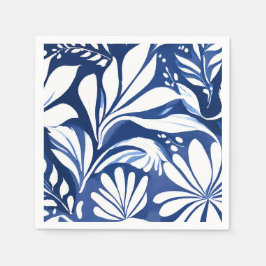 Guardanapo De Papel Padrão Floral Botânico em Aquarela Azul