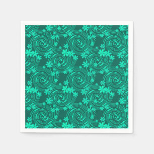 Guardanapo De Papel padrão floral brilhante de turquesa verde