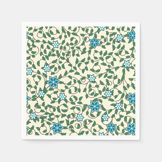 Guardanapo De Papel Padrão floral contínuo em fundo bege (Frente)