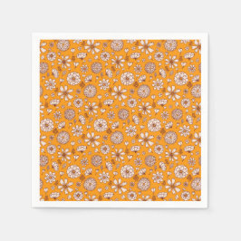 Guardanapo De Papel padrão floral contínuo laranja