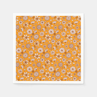 Guardanapo De Papel padrão floral contínuo laranja