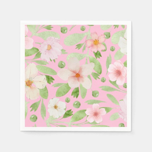 Guardanapo De Papel Padrão floral cor-de-rosa delicado (Frente)