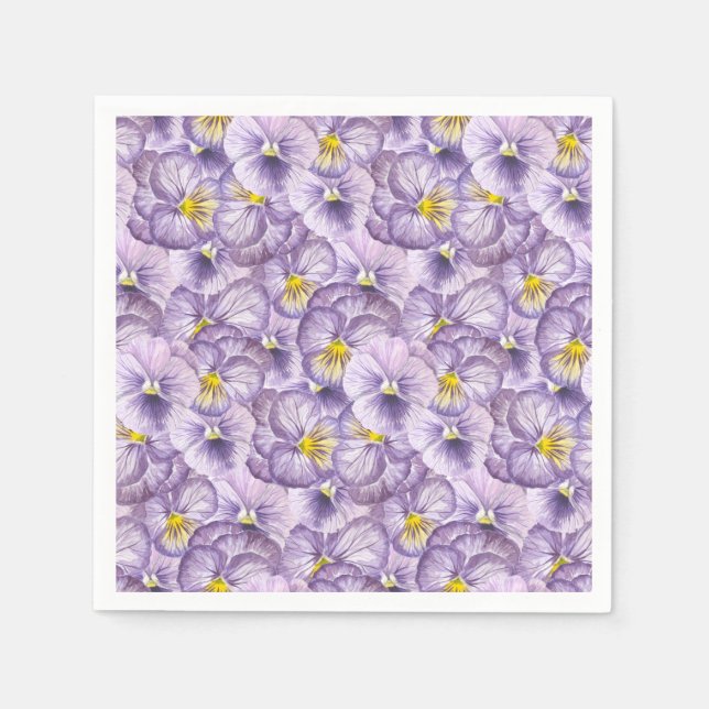 Guardanapo De Papel Padrão floral de aquarela com pânico violeta (Frente)