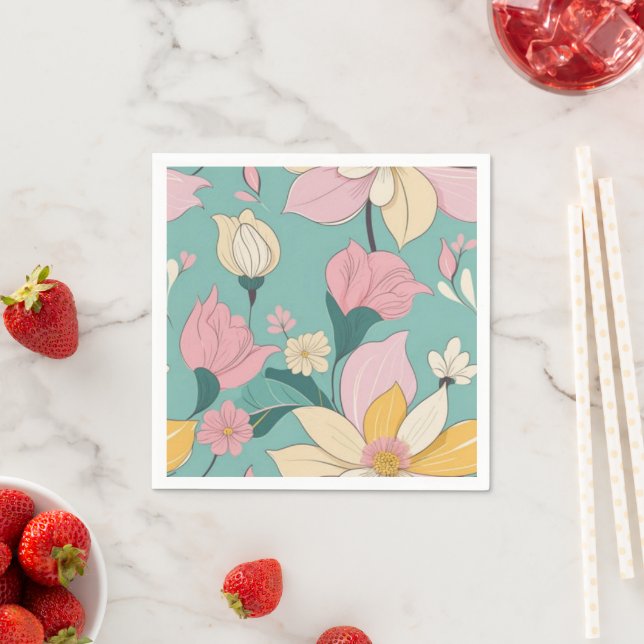 Guardanapo De Papel Padrão floral de cor pastel mole (Insitu)