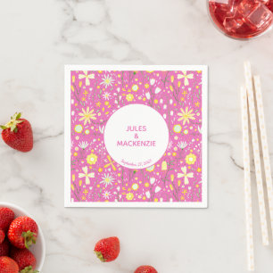 Guardanapo De Papel Padrão Floral de Flor Rosa Botânico Flor-Rosa Na