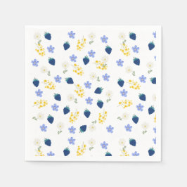 Guardanapo De Papel Padrão Floral de Flor Silvestre e Amora