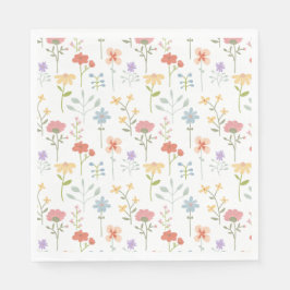 Guardanapo De Papel Padrão Floral de Flores Silvestres em Aquarela